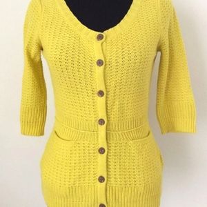 Anthropologie Sparrow Mustard Yellow Cardigan Sweater Small